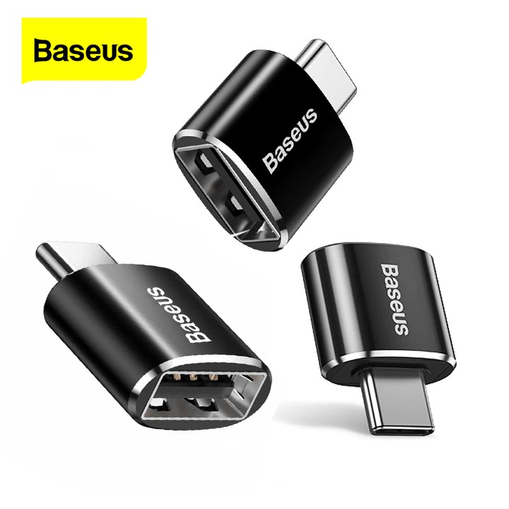 Bộ chuyển đổi OTG Baseus mini chuyển đổi từ Type-C to USB, hỗ trợ sạc nhanh 2.4A Max và truyền dữ liệu