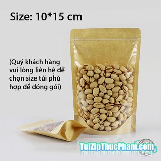 100 Cái Túi Zip MIS Size 10x15 cm Đựng 70g Bột Mịn, Túi Zipper Giấy Kraft Một Mặt Trong Suốt Có Phủ PE Chống Nước