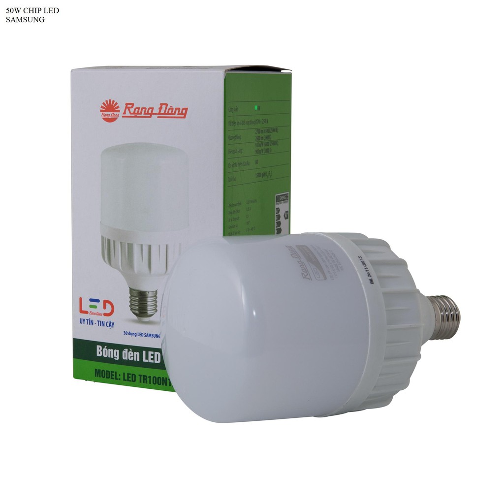 Bóng đèn Led Bulb Trụ Rạng Đông TR140N1/50W-SS (Trắng) Đui E27 tiết kiệm điện Bảo vệ mắt Siêu Sáng Tuổi thọ 15000 giờ