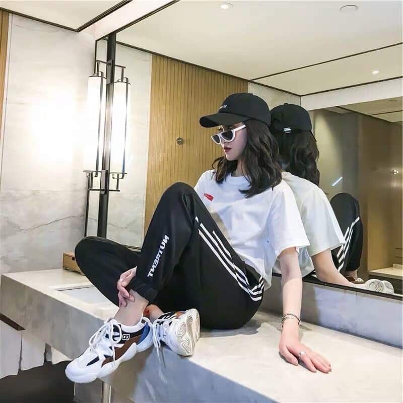 Quần nỉ nutren phối sọc inFREE SHIP không bong tróc mẫu đang hót