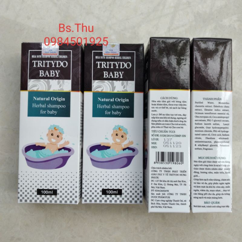 Sữa tắm gội thảo dược trẻ em Tritydo baby