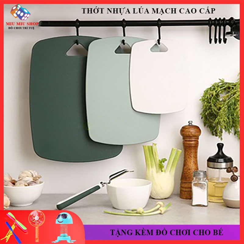 [Giảm Giá Sock] Bộ 3 Thớt Nhựa Lúa Mạch Kháng Khuẩn Cao Cấp, Thớt Cắt Trái Cây, Thực Phẩm Chống Trượt, Dụng Cụ Nhà Bếp
