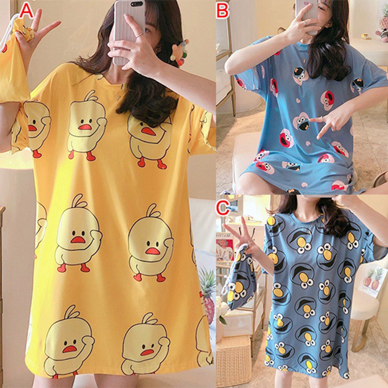 Summer New Women Short-sleeved Nightdress ,Summer Spring And Autumn Thin Section Loose Home Service Long Pajamas | BigBuy360 - bigbuy360.vn