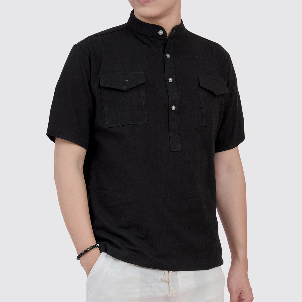 Áo linen Nam Cổ Trụ Thời Trang Cao Cấp Rough | BigBuy360 - bigbuy360.vn