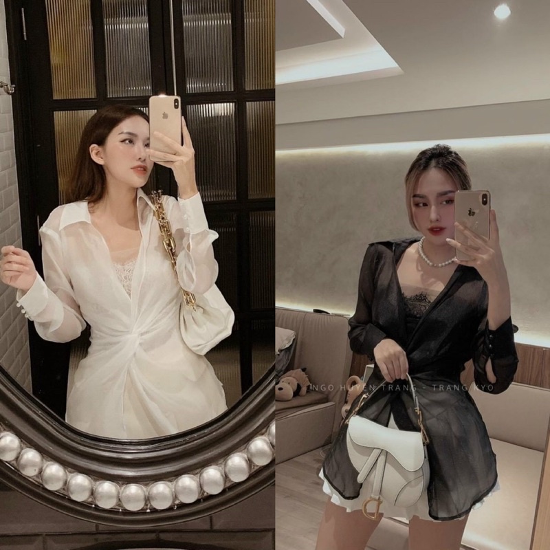 Set sơ mi soắn eo kèm áo ống bigsize (hình thật )