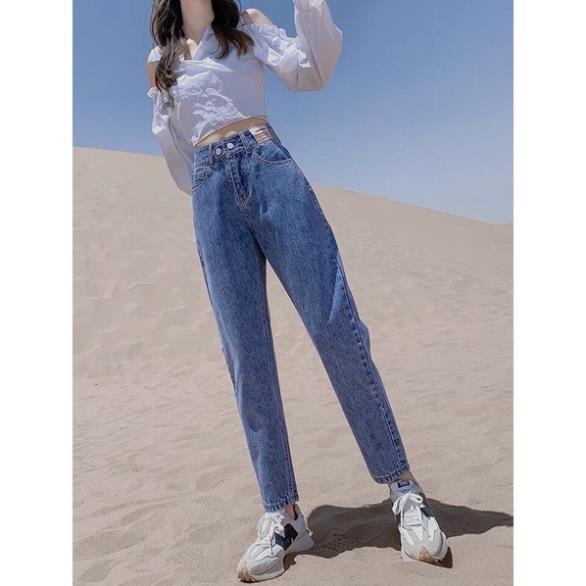 Quần jean bò baggy nữ jeans cạp cao phong cách Hàn Quốc 3 size S M L hót 2021 | BigBuy360 - bigbuy360.vn