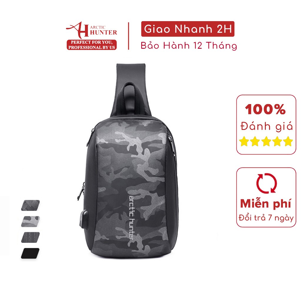 Túi du lịch đeo chéo Arctic Hunter XB00081 chất liệu Oxford chống thấm nước thiết kế nhiều ngăn tiện dụng, kết nối USB