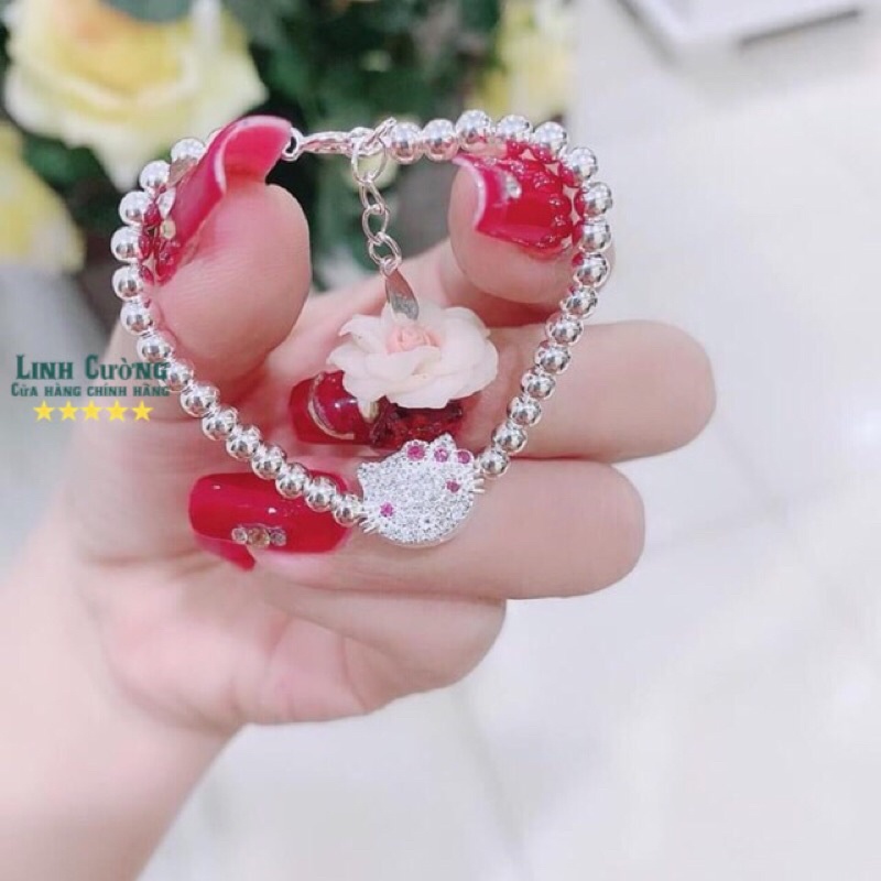 LẮC TAY BI MÈO KITTY CHO BÉ GÁI  - VÒNG TAY BẠC TRẺ CON