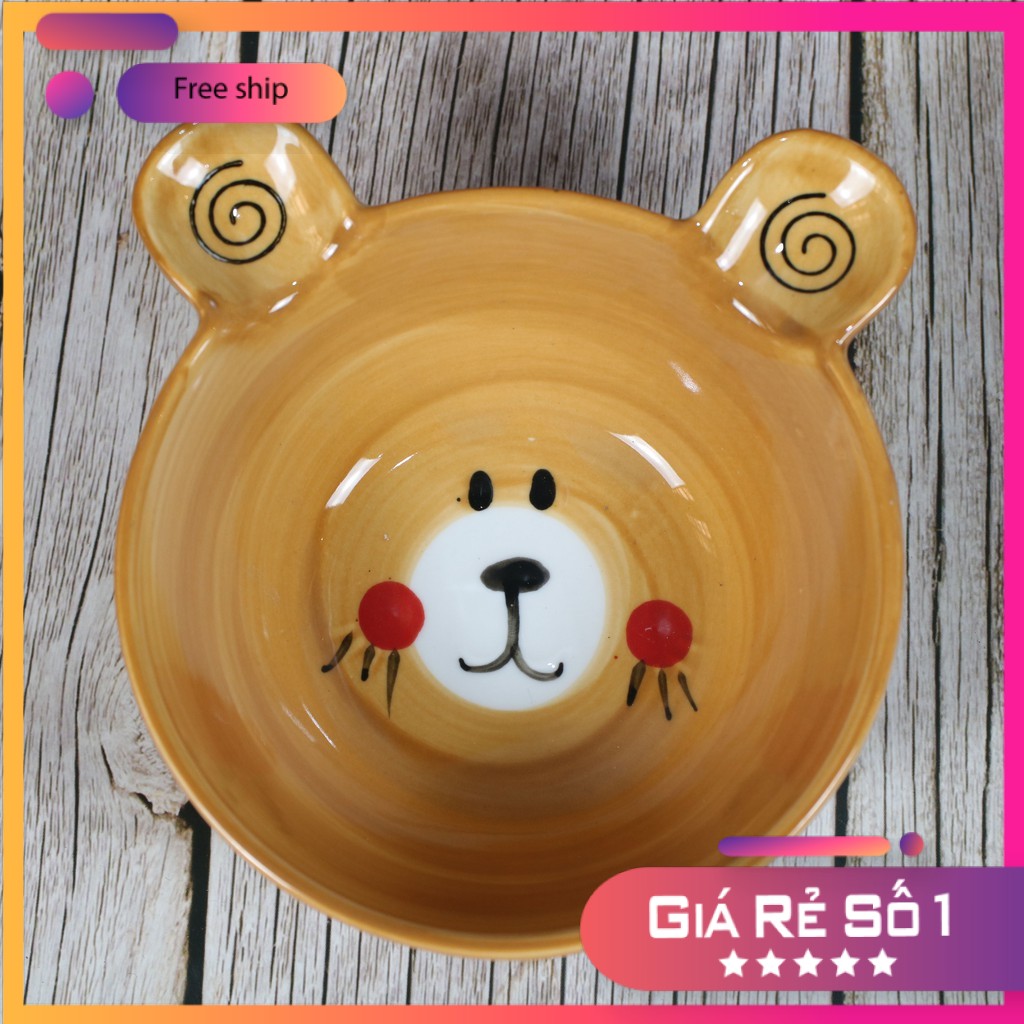 Bát Sứ Bát Ăn Cơm Bộ Bát Đĩa Decor Bộ Chén Dĩa Sứ Gấu Nâu Dễ Thương Cute Cao Cấp S49
