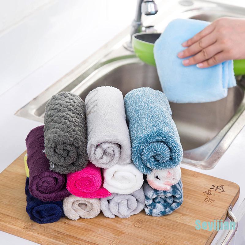 Khăn lau chén dĩa bằng microfiber mềm mại thấm hút tốt tiện dụng cho nhà bếp