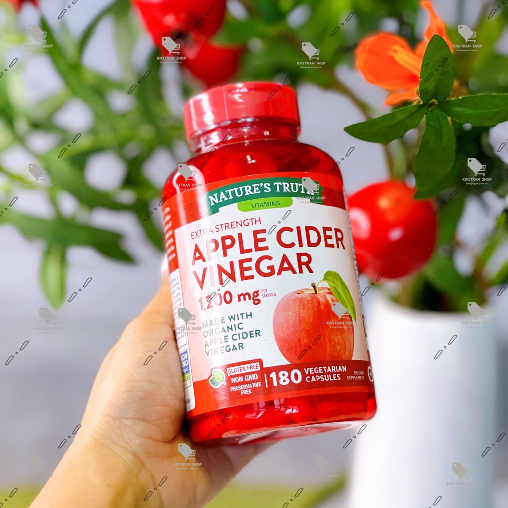 Viên uống giảm cân, giữ dáng đẹp giấm táo Apple Cider Vinegar 1200mg hộp 180 viên, chính hãng Nature’s Truth của Mỹ
