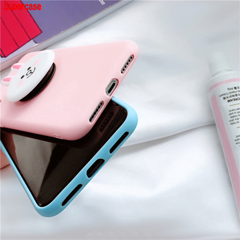 OPPO Reno 4 4G Realme 1 C1 F7 R17 Pro R15 F3 F1 Plus F11 A5S Case Bear cute stand soft rabbit cover cartoon holder case