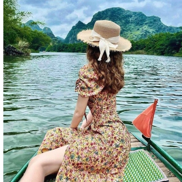 Váy hoa cúp ngực cổ nơ xinh