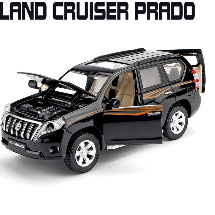 Xe mô hình ô tô Toyota Land cruiser PRADO bằng sắt tỉ lệ 1:32 có âm thanh và đèn khi mở cửa