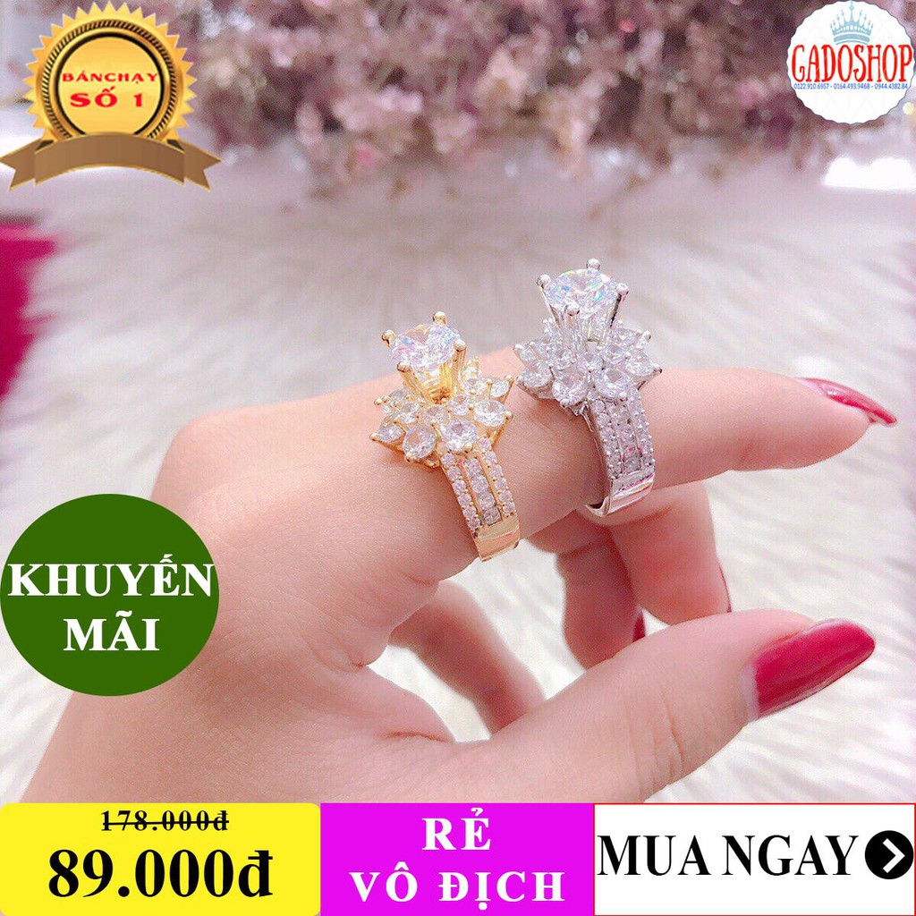 Nhẫn Nữ Đính Xoàn Pha Lê Rất Đẹp - Mang Đi Chơi, Đi Tiệc Đều Đẹp Nhé Quý Khách