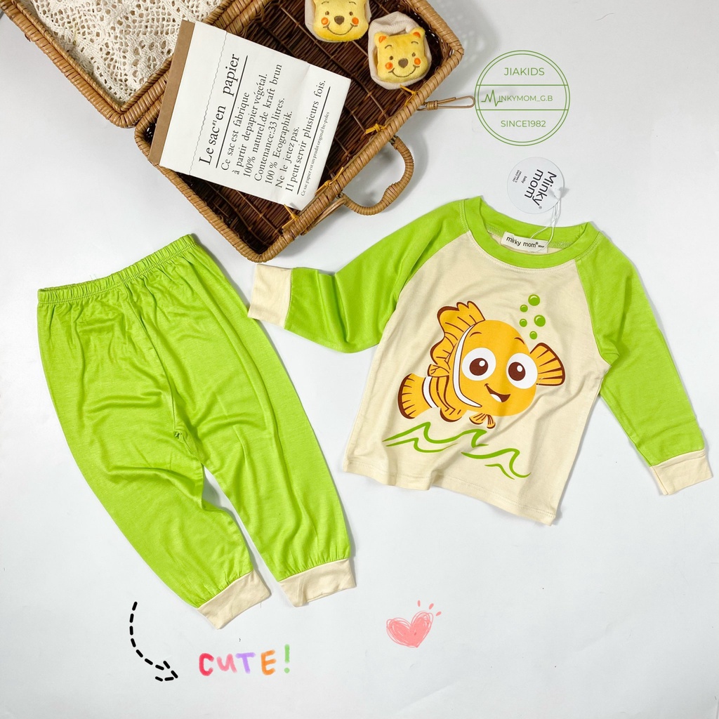Bộ Dài Tay THUN LẠNH MINKY MOM In Nhân Vật Hoạt Hình Cho Bé TD-IN53