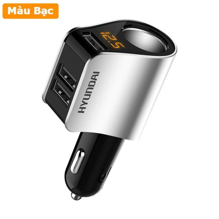 Tẩu sạc hyundai 3 cổng USB có màn hình hiển thị điện áp và một lỗ tẩu HY-10 HY10