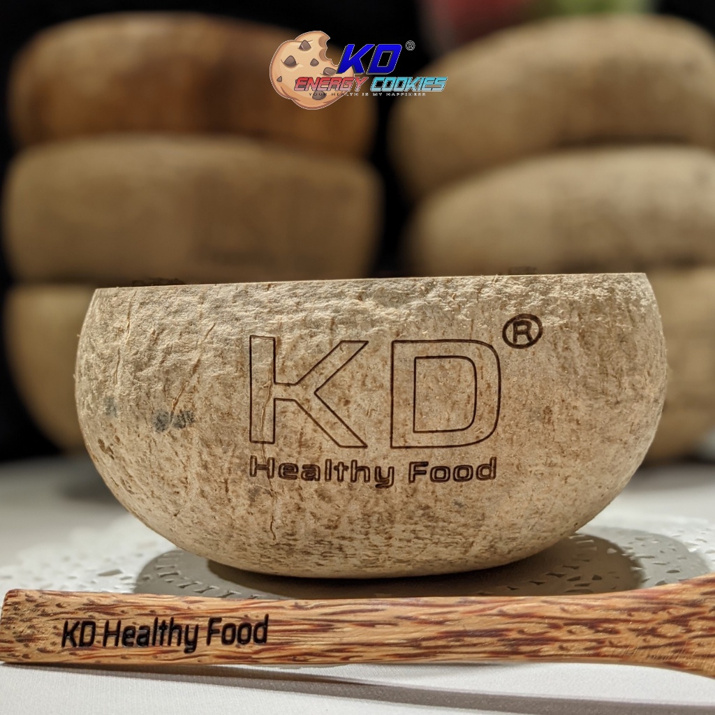 Combo chén bát gáo dừa, muỗng gỗ thương hiệu KD Shop dùng ăn granola, thực phẩm