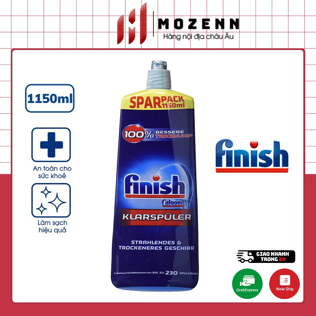 Nước làm bóng chén bát Finish 1150ml cỡ lớn - nước trợ xả cỡ đại chính hãng cao cấp