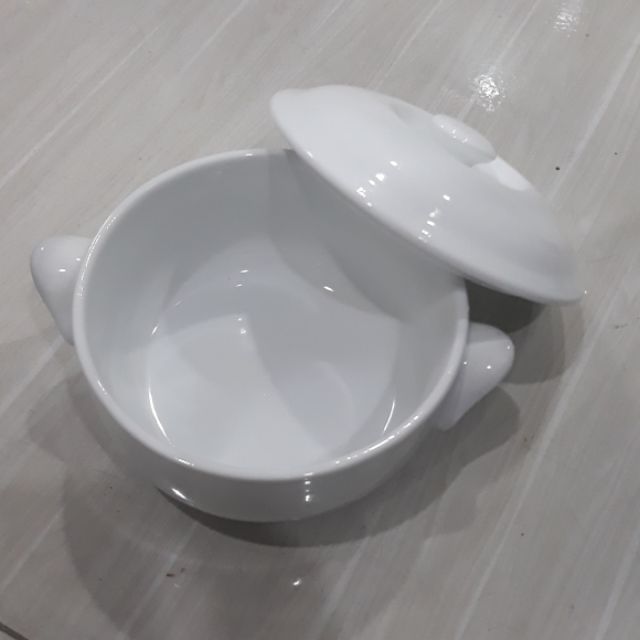 Thố trắng có quai. Size 11cm (350ml)