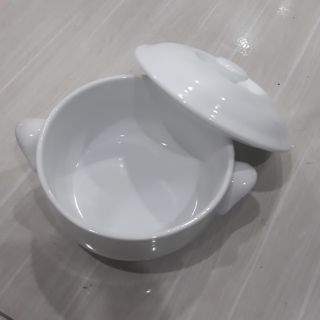 Thố trắng có quai. Size 11cm (350ml)