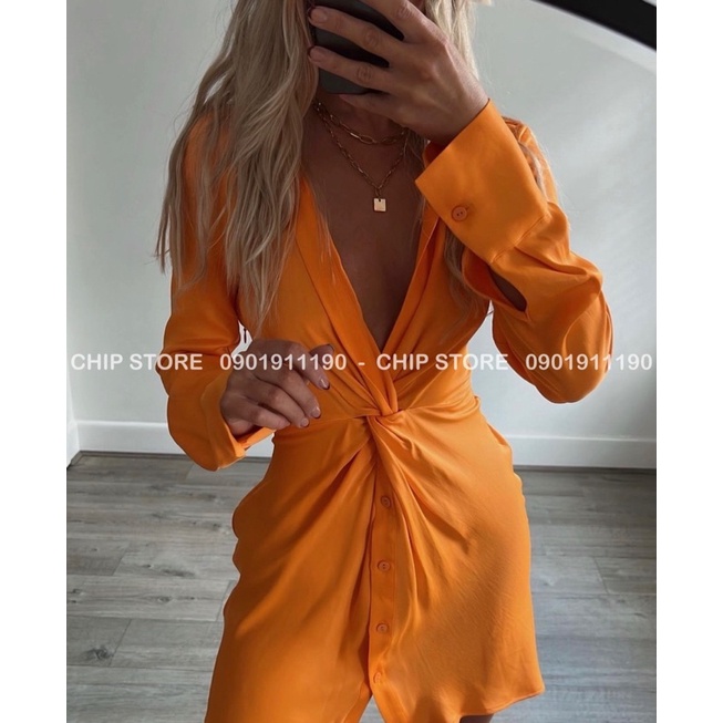 VÁY SƠ MI XOẮN EO ZARA XUẤT DƯ XỊN INS MÀU SIÊU ĐẸP