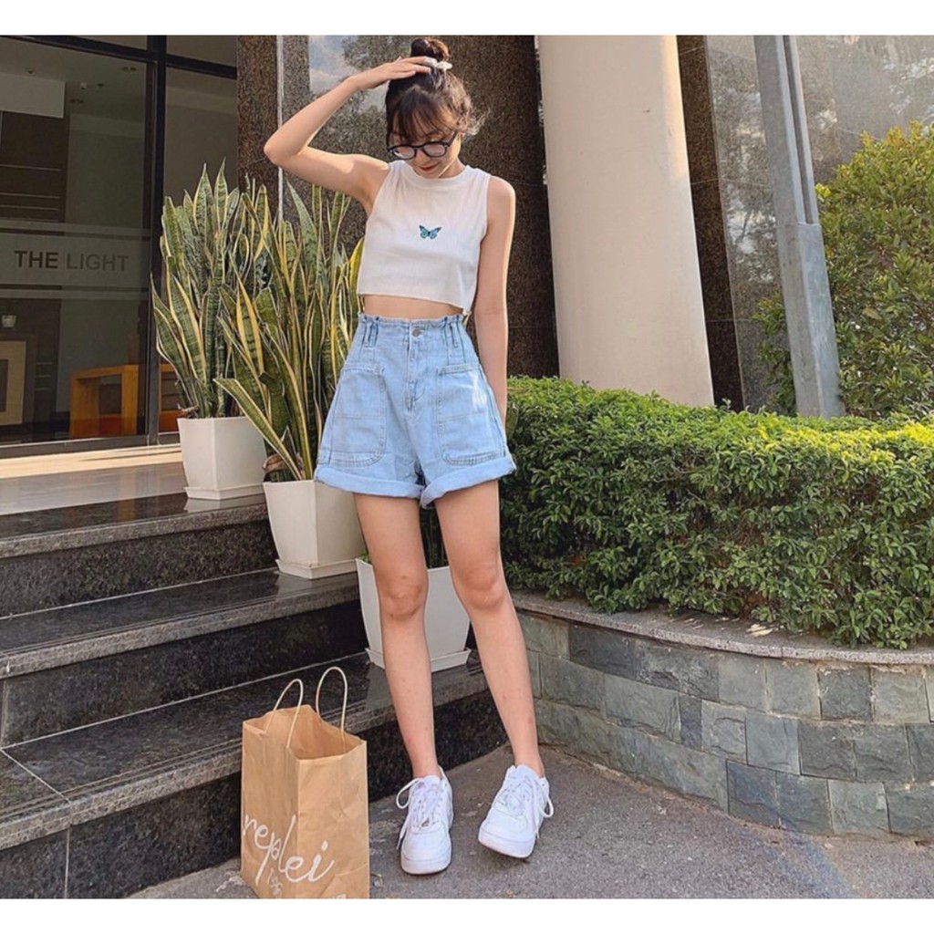 Áo Croptop Thêu Bướm Ulzzang (3 Màu) | BigBuy360 - bigbuy360.vn