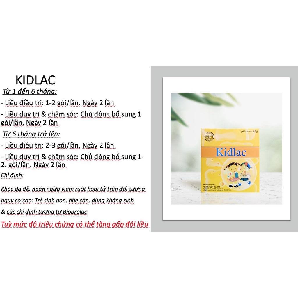 Men vi sinh hỗ trợ tiêu hóa cho trẻ Kidlac BCA