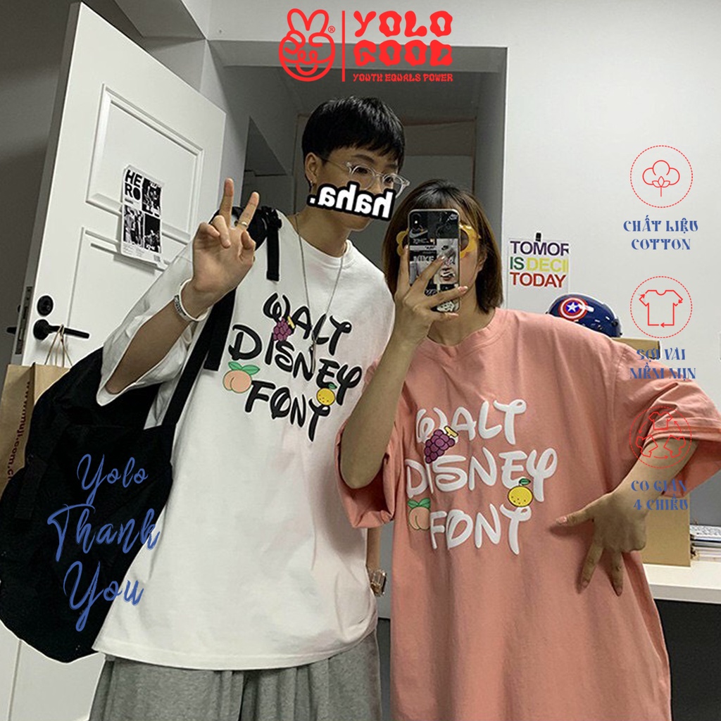 Áo thun tay lỡ  WALT DISNEY FONT  phông Unisex nam nữ tee oversize form rộng pull Ulzzang Streetwear Hàn Quốc vải mềm