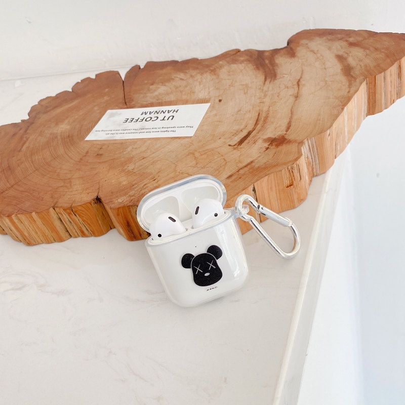 Vỏ Bảo Vệ Hộp Sạc Tai Nghe Bluetooth AirPods 3 2 1 Pro Bằng TPU Mềm Trong Suốt Họa Tiết Chú Gấu Độc Đáo
