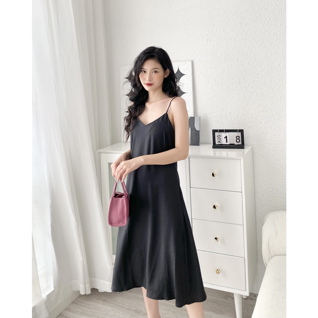 YU CHERRY | Đầm hai dây nữ dài lụa mịn Long Slip Dress YD134