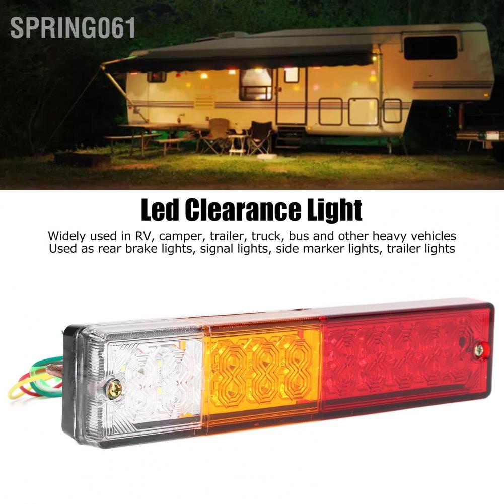 Spring061 Pair 12V 20LEDs Rectangular Trailer Tail Lamp Waterproof Rear Side Marker Light for RV Truck Camper