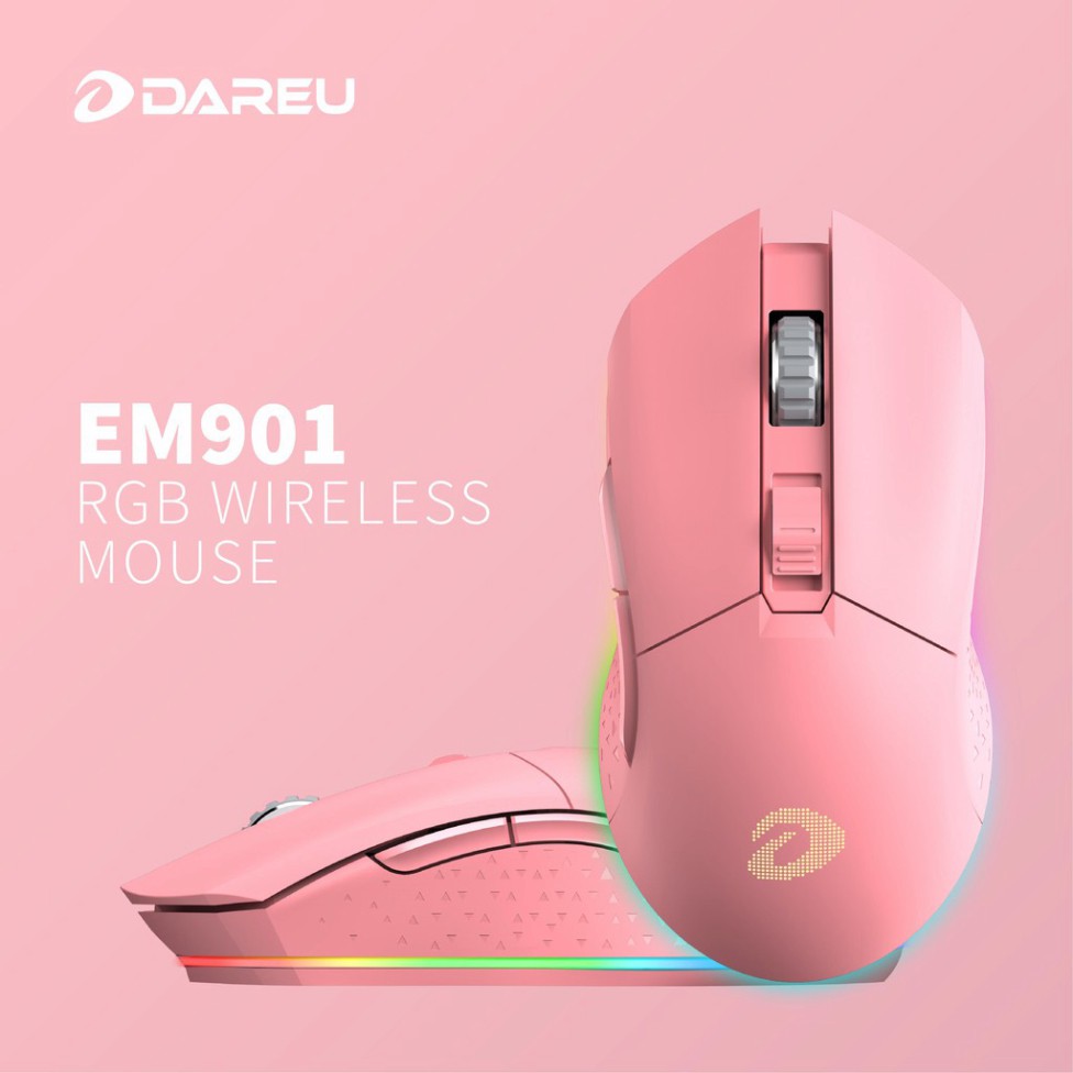 Chuột máy tính DareU EM901 RGB WIRELESS Pink/ Black (Nâng cấp EM905 Pro) - BH 2 năm