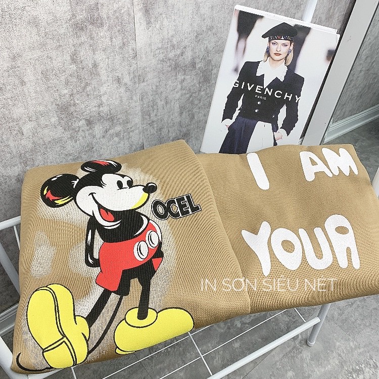 Áo Hoodie áo nỉ nữ unisex tay dài có nón form rộng Free Size 45-62 Kg in hình chuột Micky dễ thương ATD004
