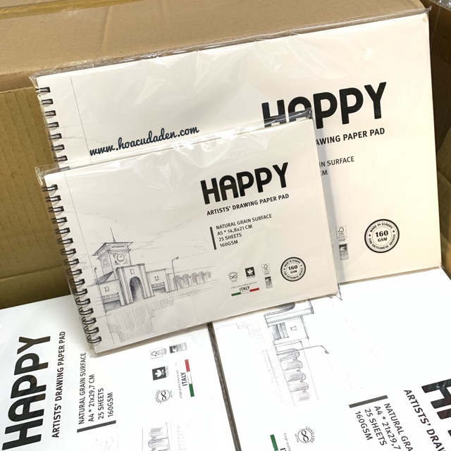 [DA ĐEN] Sổ Và Giấy Vẽ Màu Nước Canson/Happy