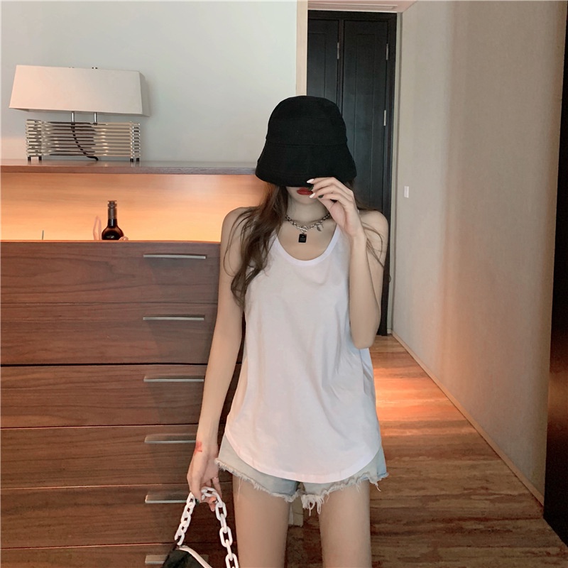 Áo thun ba lỗ CERA-Y tanktop from rộng sát nách lai bầu màu trắng / màu đen / màu xám CRA066