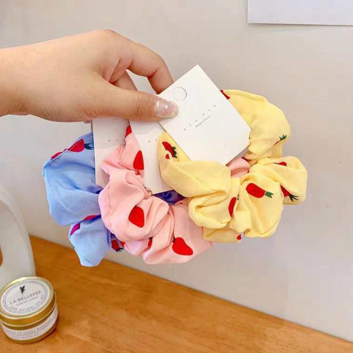 Dây buộc tóc scrunchies KOLANO dây chun buộc tóc Hàn Quốc họa tiết cherry đáng yêu FAH-001260