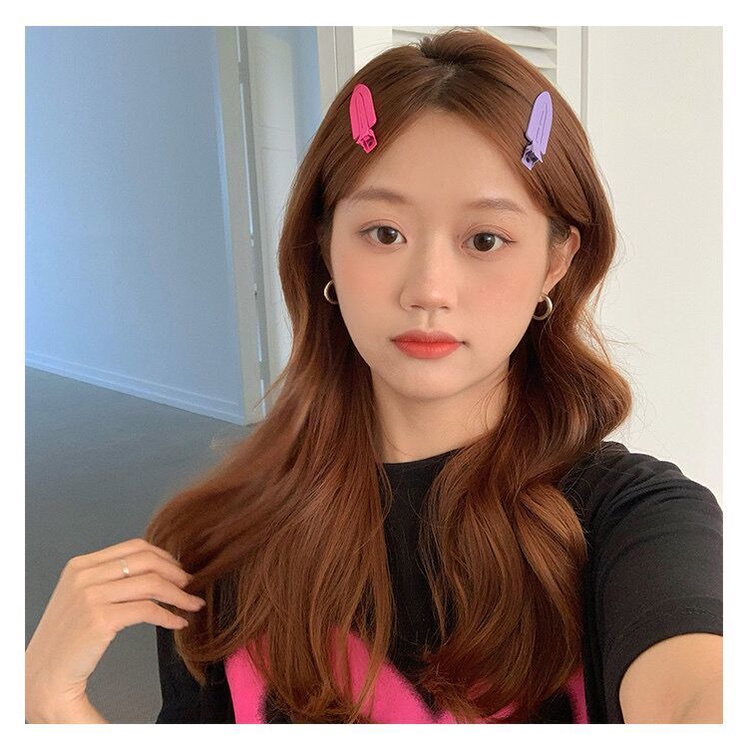 Kẹp tóc kim loại màu trơn xinh xắn dễ thương cho nữ