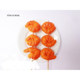Tôm surumi _ 1 cây - Mô hình xiên que bằng nhựa