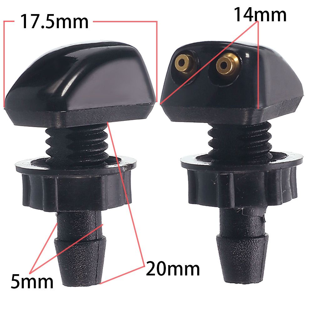 Set 2 vòi xịt nước rửa kính chắn gió xe hơi bằng nhựa màu đen