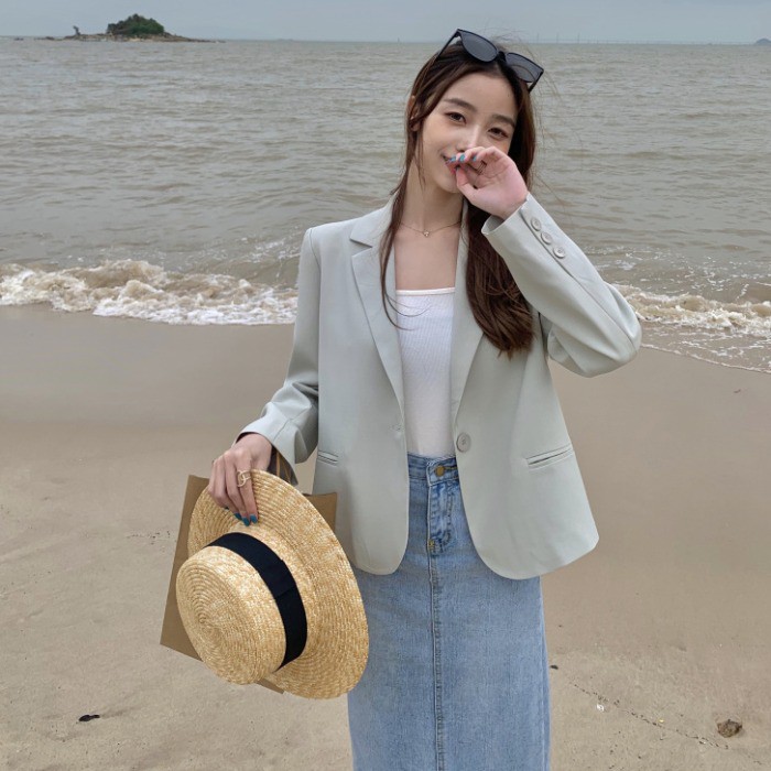 (Hàng Đẹp)Ảnh thật 3 hình cuối-HC612.Áo blazer dáng ngắn xuân hè Hàn Quốc | BigBuy360 - bigbuy360.vn
