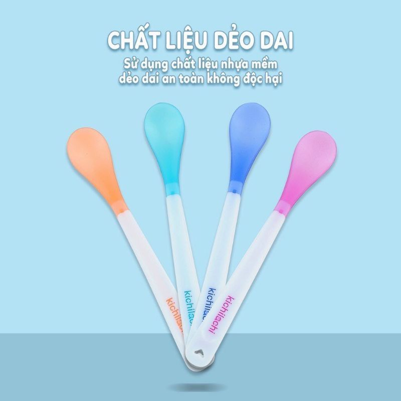Hộp 1 Chiếc Thìa Mềm Ăn Dặm Cảm Biến Nhiệt Kichilachi