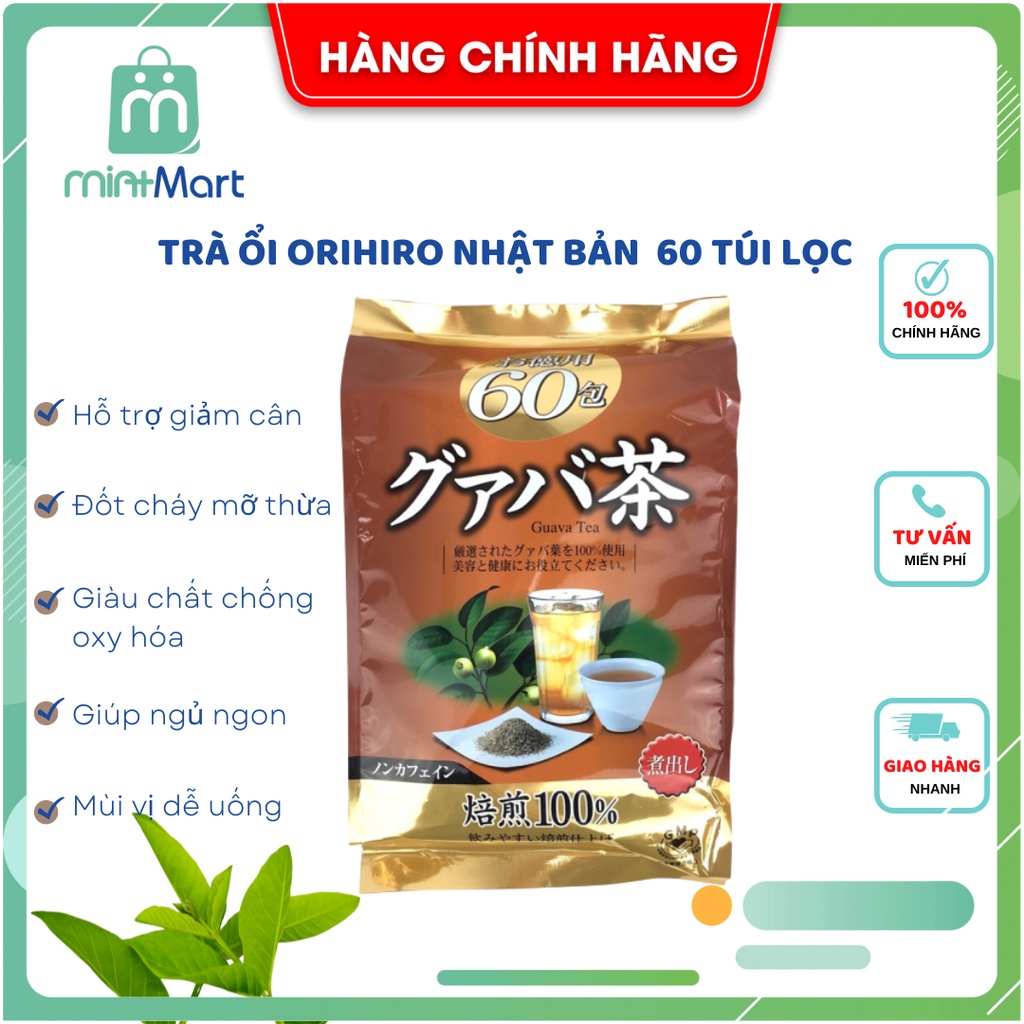 Trà ổi ORIHIRO Nhật Bản gói 60 túi lọc - Trà lá ổi hỗ trợ giảm cân hiệu quả