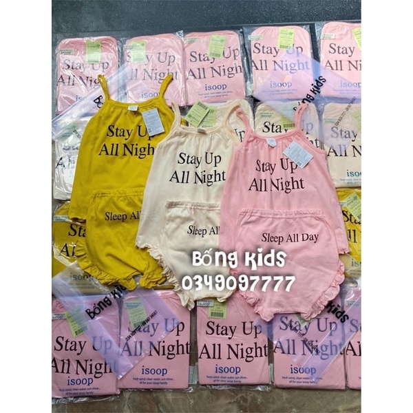 Bộ Dây Mặc Nhà Bé Gái Chấm Bi Isoop