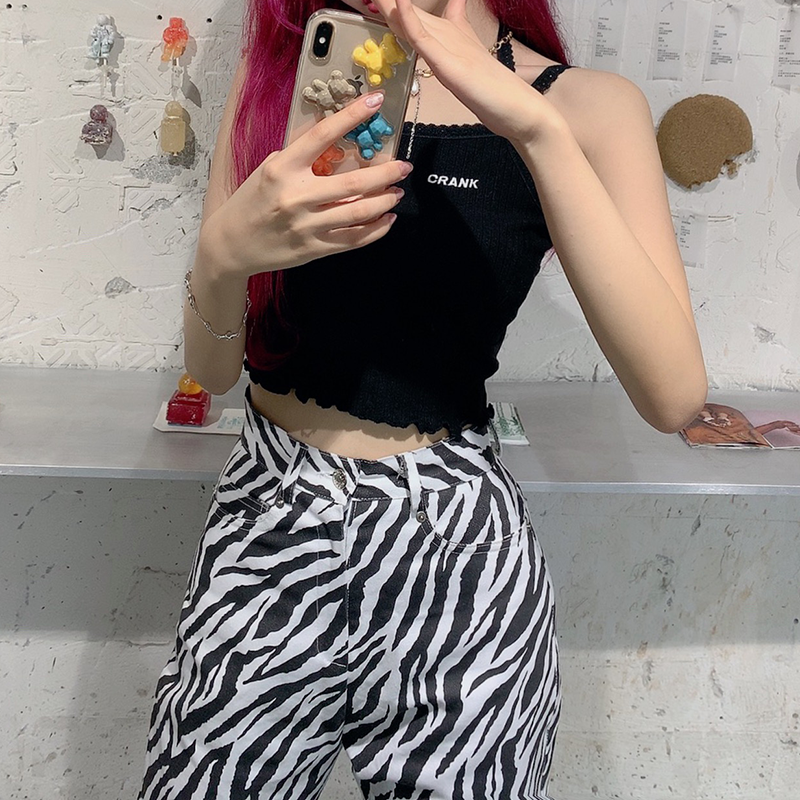 Áo Lửng Hai Dây Phối Ren Phong Cách Hàn Quốc Cho Nữ