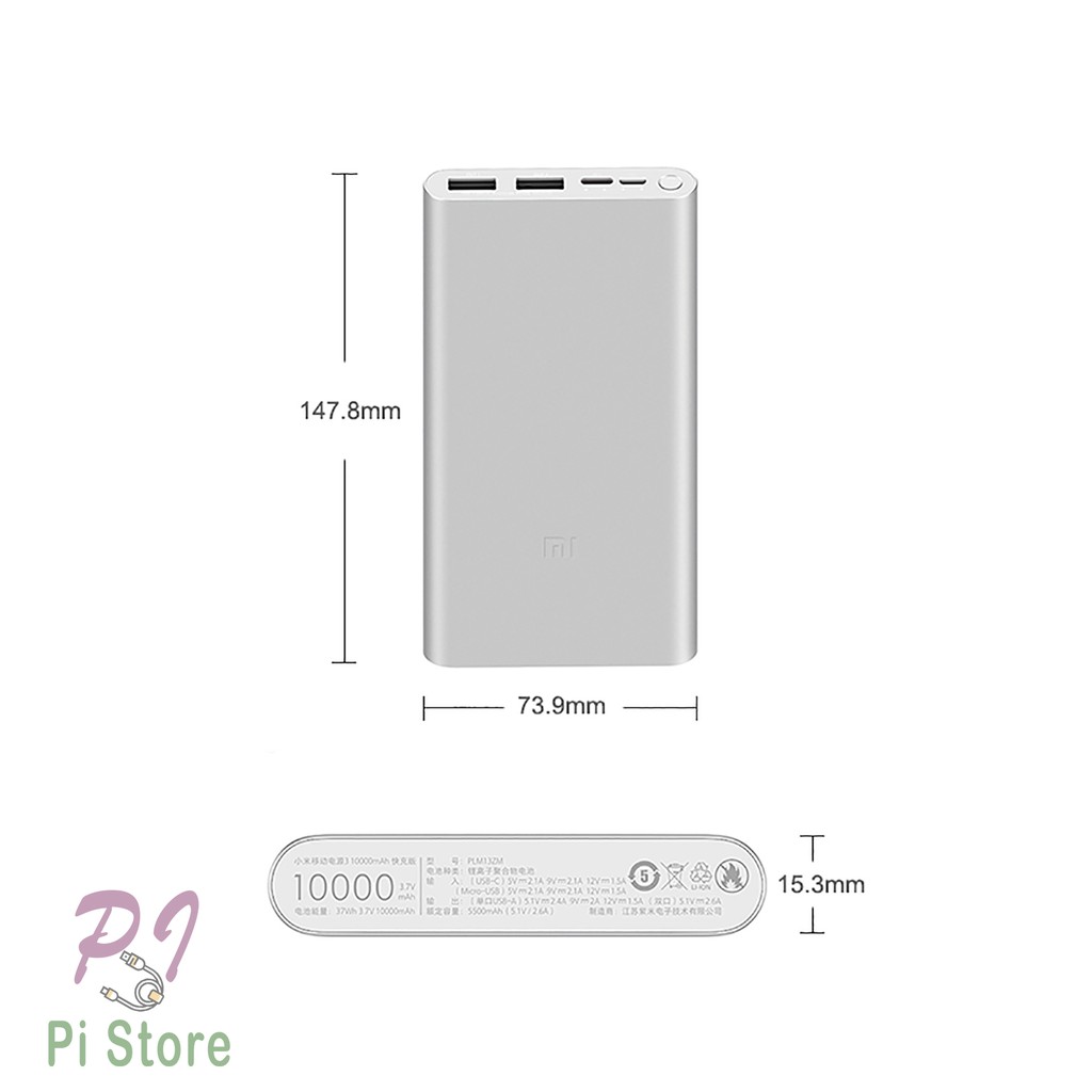 [Bán Lỗ Xả Kho]  Sạc dự phòng Xiaomi 10000mAh Gen 3 Bản Sạc Nhanh 2020 – Xiaomi Mi 18W Fast Charge Power Bank chính hãng