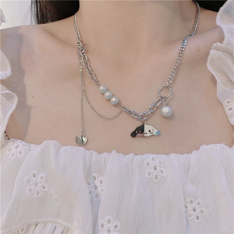 Vòng Cổ Nhiều Lớp Họa Tiết Chú Chó Phản Quang Sang Trọng Thời Trang Hè Thu Cho Nữ