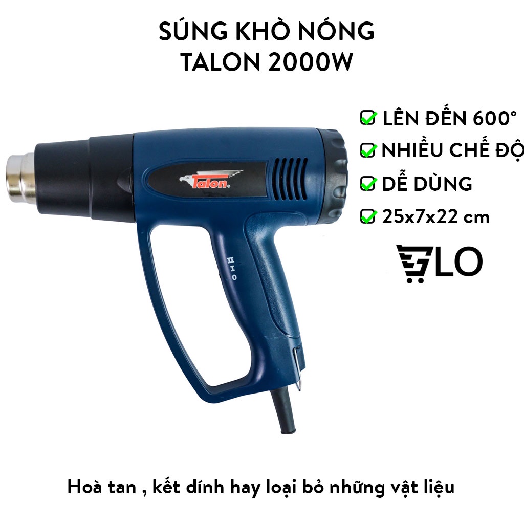 Súng Thổi Hơi Nóng, Máy Khò Nhiệt Talon TH-8623 2000w Chính Hãng