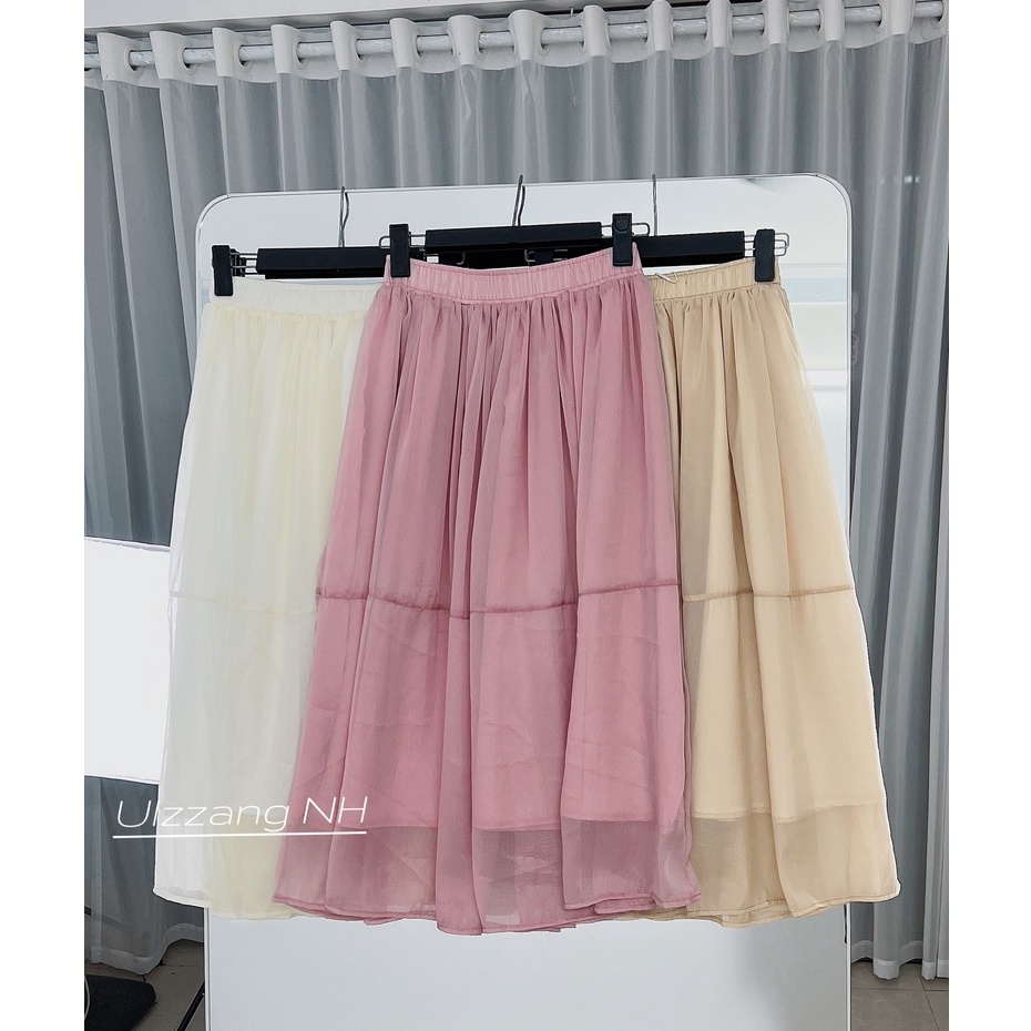 Chân váy xoè nhún li vải tơ óng Hàn Ulzzang style 🌸 Hàng Quảng Châu