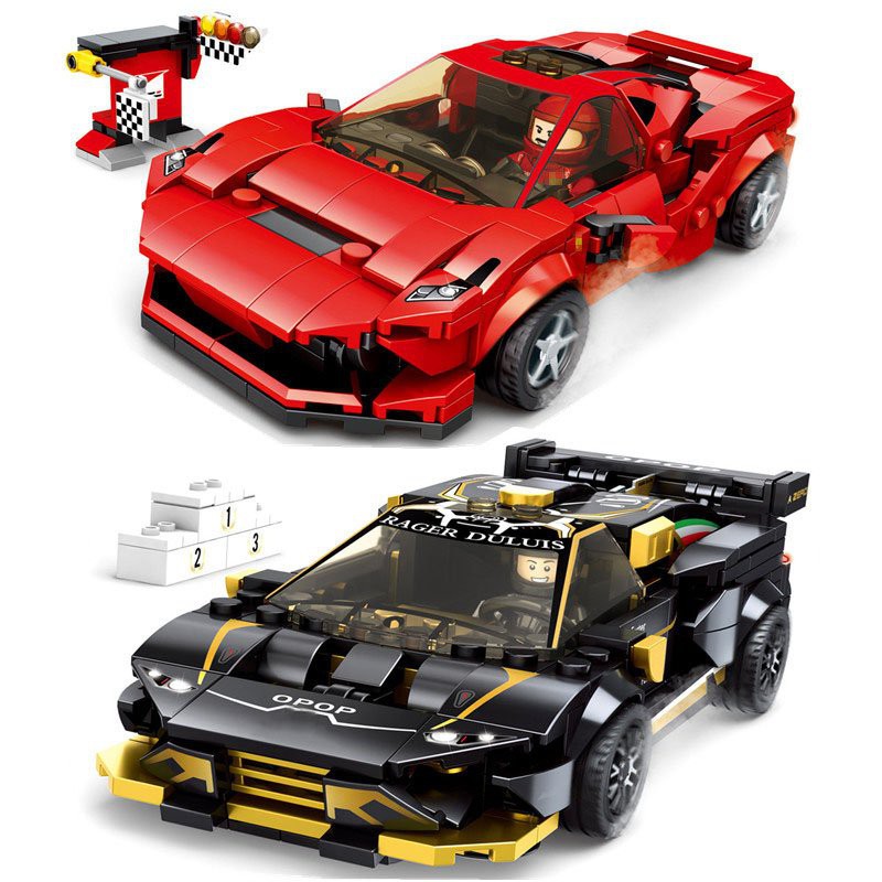 (có sẵn) đồ chơi Lắp ghép Mô hình 7801 7802 siêu xe đua mac laren ferrari màu đỏ ...